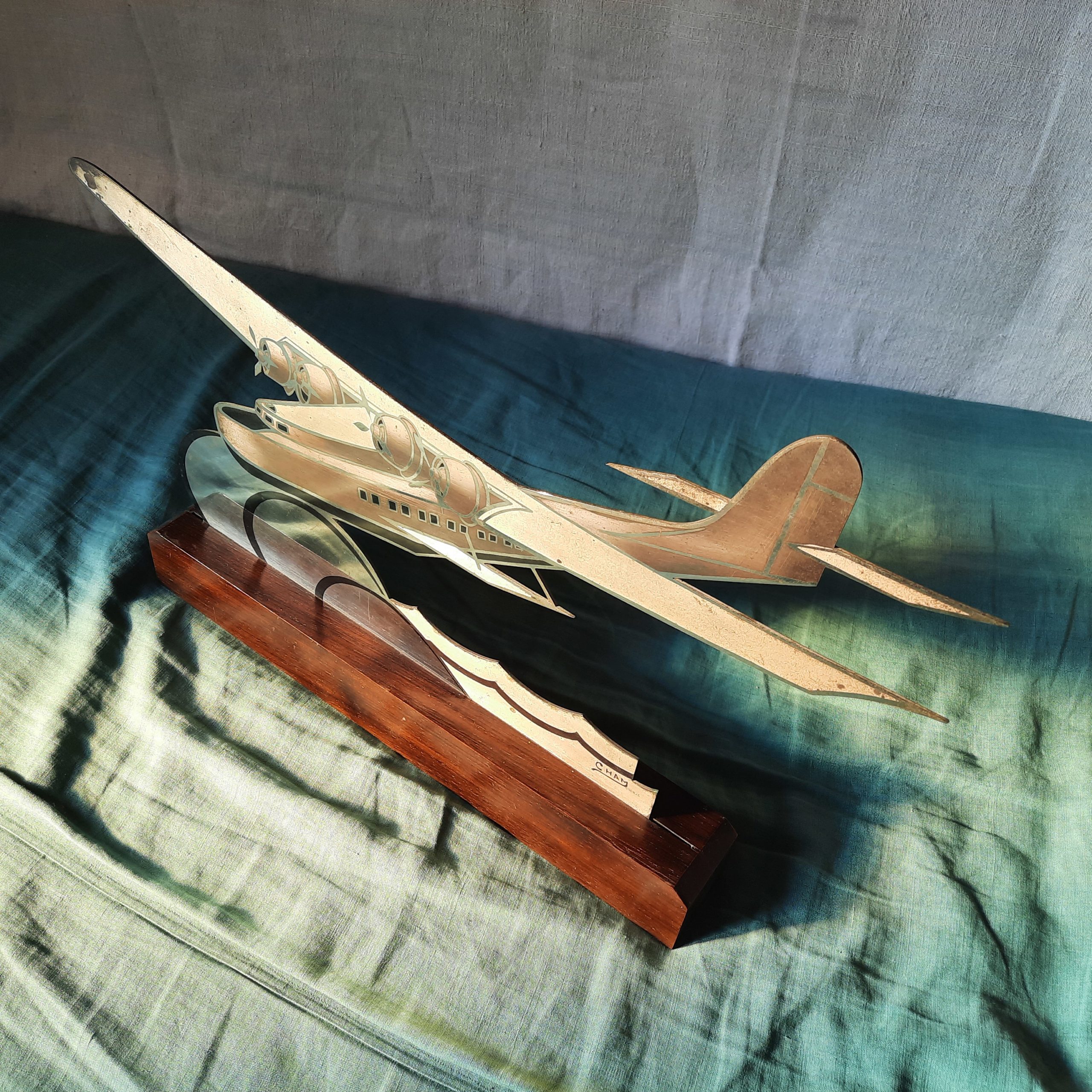 Hydravion art déco Cham en bronze